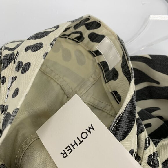 Mother Curbside Heel wide leg high rise button fly jeans Animal Tracks new 34 - Picture 6 of 6